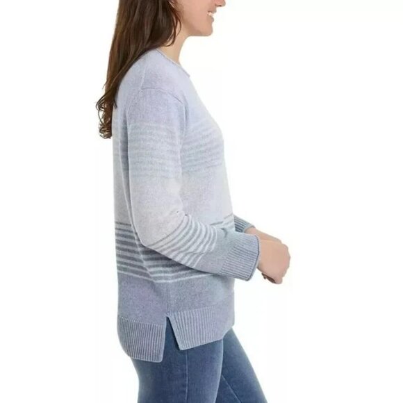 Ella Moss XXL Blue Striped Sweater Crewneck Long Sleeve Knit Lightweight a0609 - Picture 2 of 10